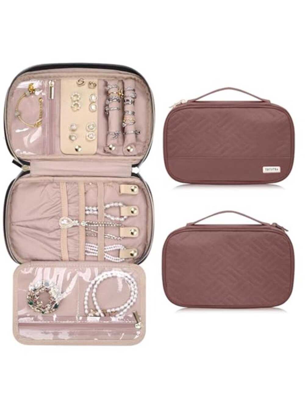 Travel Jewelry Organizer Case Necklace Ring Earring Storage Roll Portable Bag